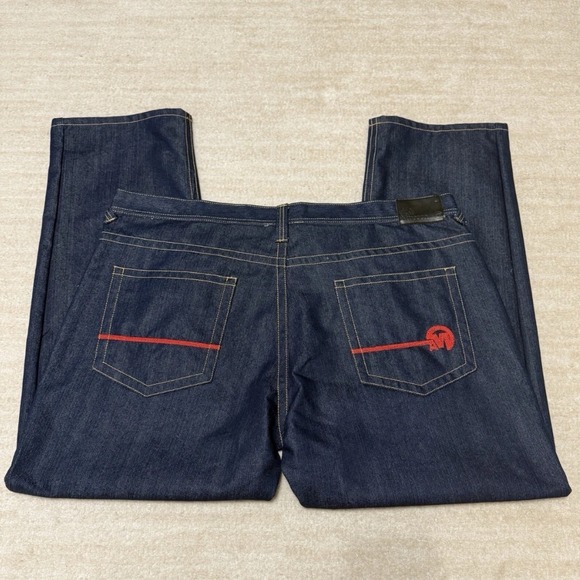 Vintage Mecca Mens Jeans W46xL30 Straight Wide Leg Dark Wash Denim Baggy Y2K - Picture 1 of 10